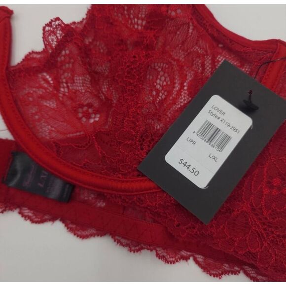 Frederick’s of Hollywood Red Floral Lace Bra Set Lover L/XL - Picture 8 of 12